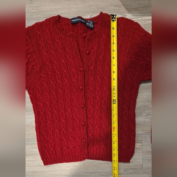 Vintage Eagles Eye Red Cable Knit Sweater - Picture 6 of 7